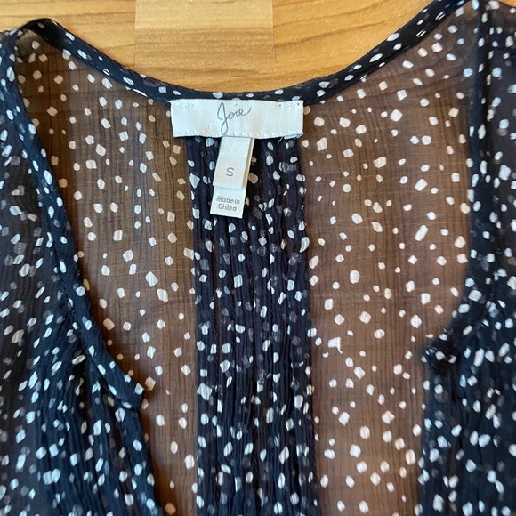 Joie Silk Chiffon Black White Abstract Dot Top S - Picture 2 of 4